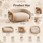 KELMAVOX™ CloudNest Pet Lounge – Elevated Bouclé Pet Sofa with Wooden Frame & Toy Storage