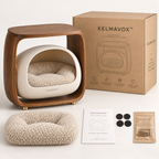 KELMAVOX™ HavenArc Pet Side Table Lounge  Modern 2-in-1 Pet Bed & Side Table for Cats and Small Dogs