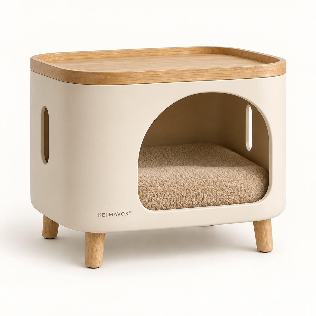 KELMAVOX™ HavenNest Pet Side Table & Cozy Hideaway