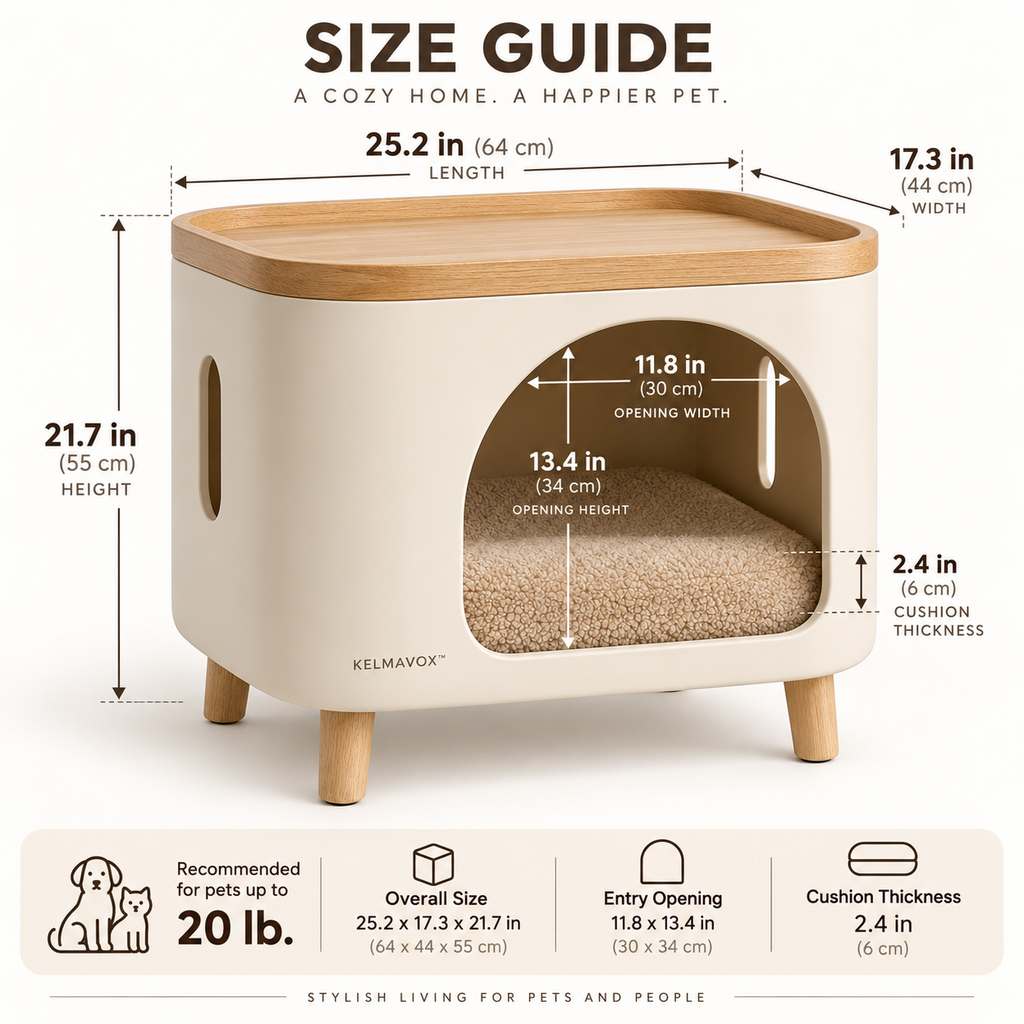 KELMAVOX™ HavenNest Pet Side Table & Cozy Hideaway