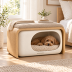 KELMAVOX™ HavenBench Pet Nook  Modern 2-in-1 Upholstered Pet Bench & Cozy Hideaway for Cats and Small Dogs
