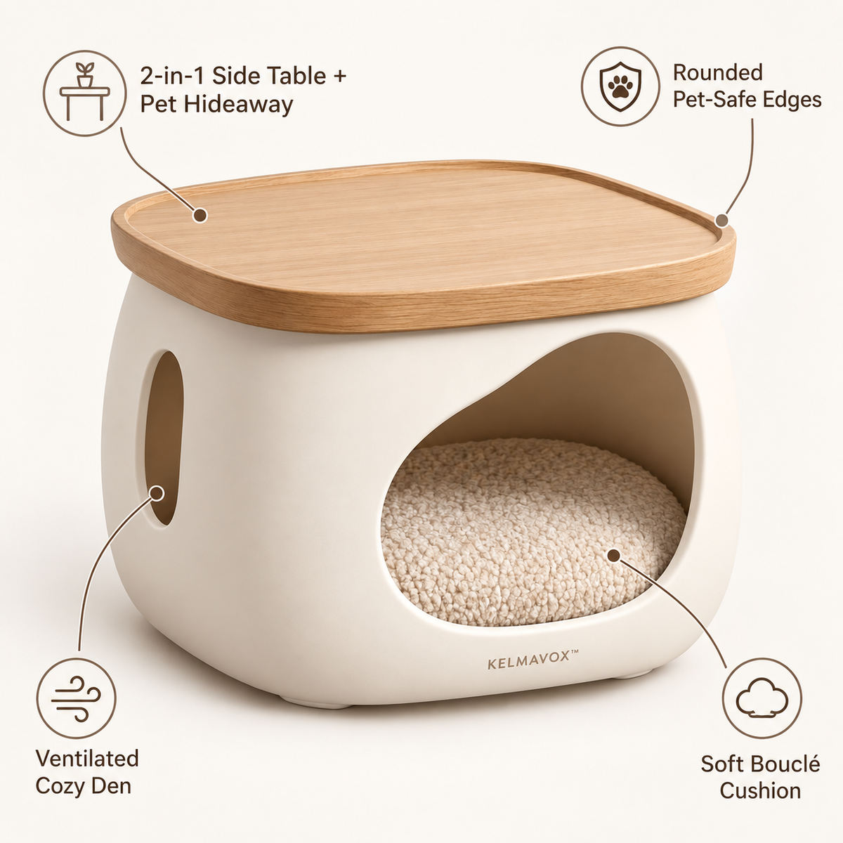 KELMAVOX™ CozyNest 2-in-1 Pet Hideaway Side Table