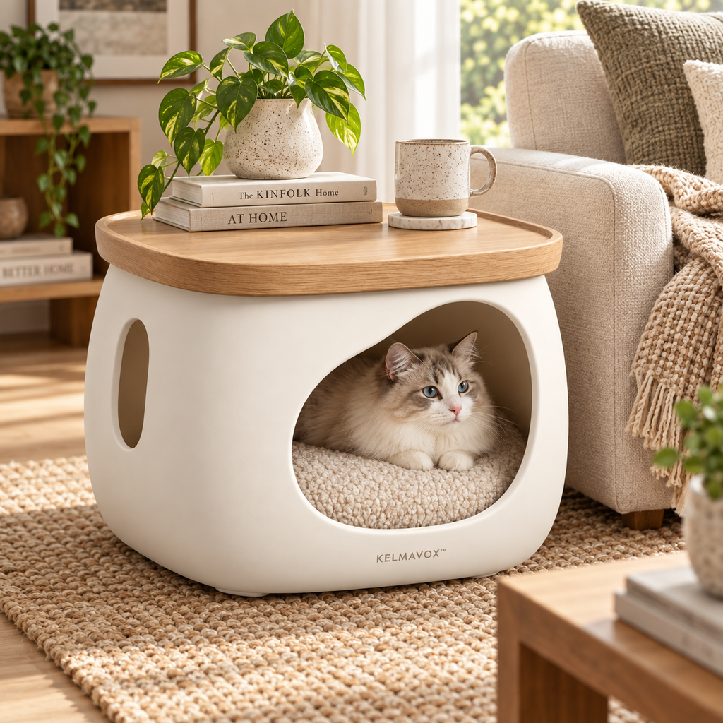 KELMAVOX™ CozyNest 2-in-1 Pet Hideaway Side Table