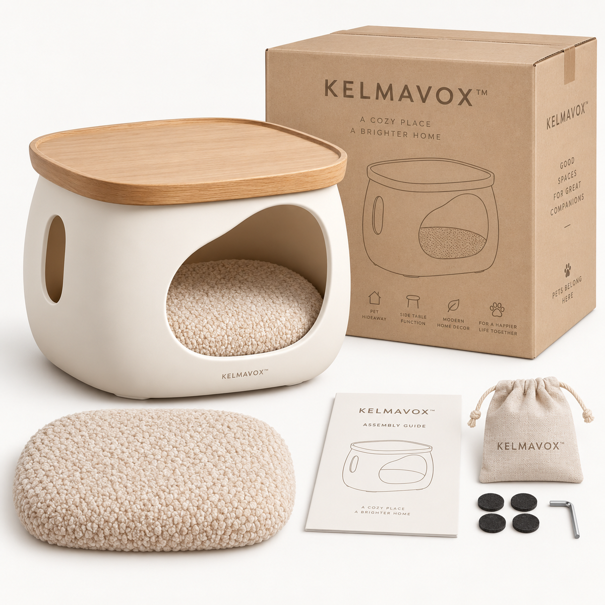 KELMAVOX™ CozyNest 2-in-1 Pet Hideaway Side Table
