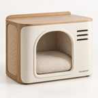 KELMAVOX™ HearthHalo Pet Nook Table  Modern 2-in-1 Pet Hideaway & Side Table with Sisal Scratch Panel