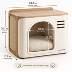 KELMAVOX™ HearthHalo Pet Nook Table  Modern 2-in-1 Pet Hideaway & Side Table with Sisal Scratch Panel