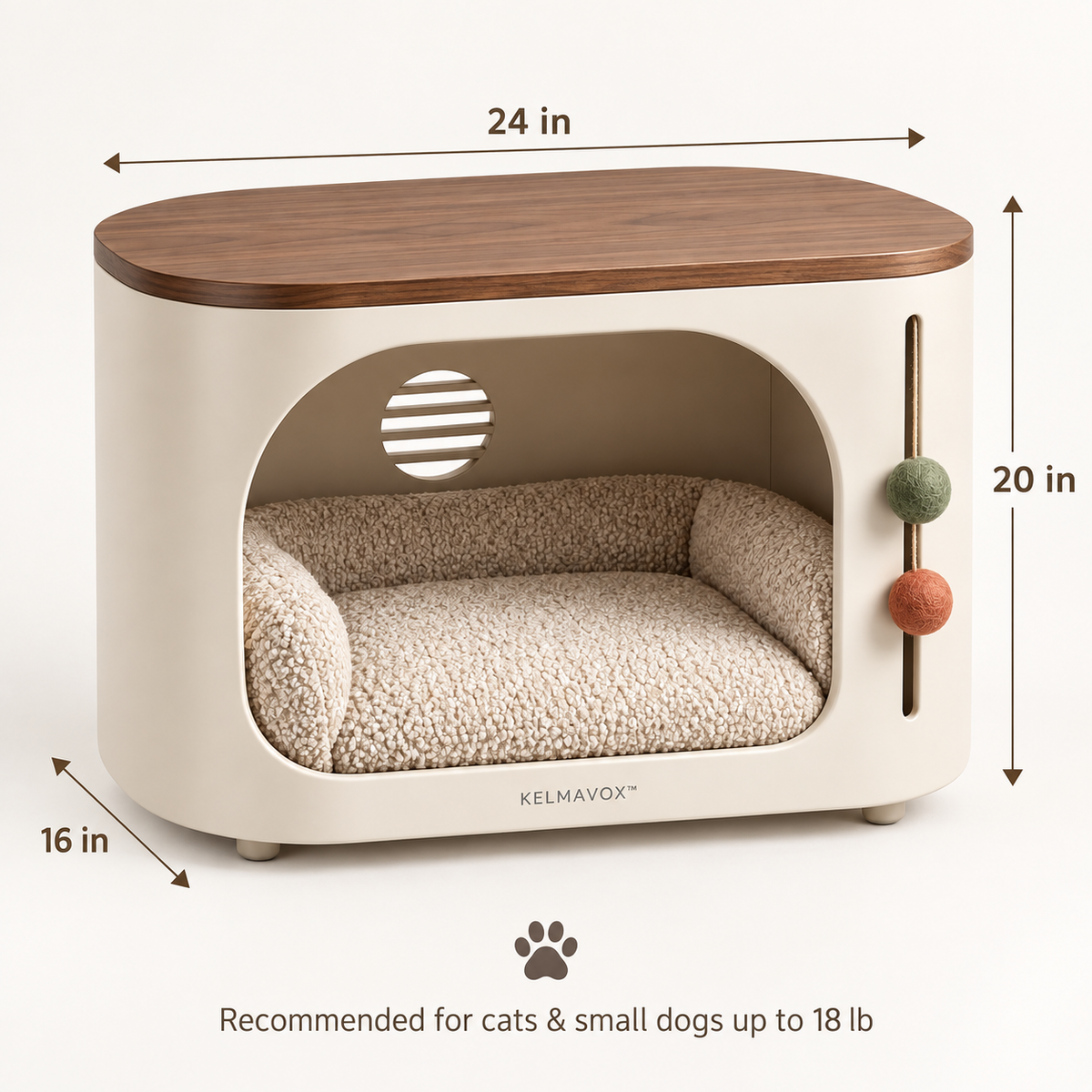 KELMAVOX™ NestArc Lounge – Modern Pet Hideaway Side Table