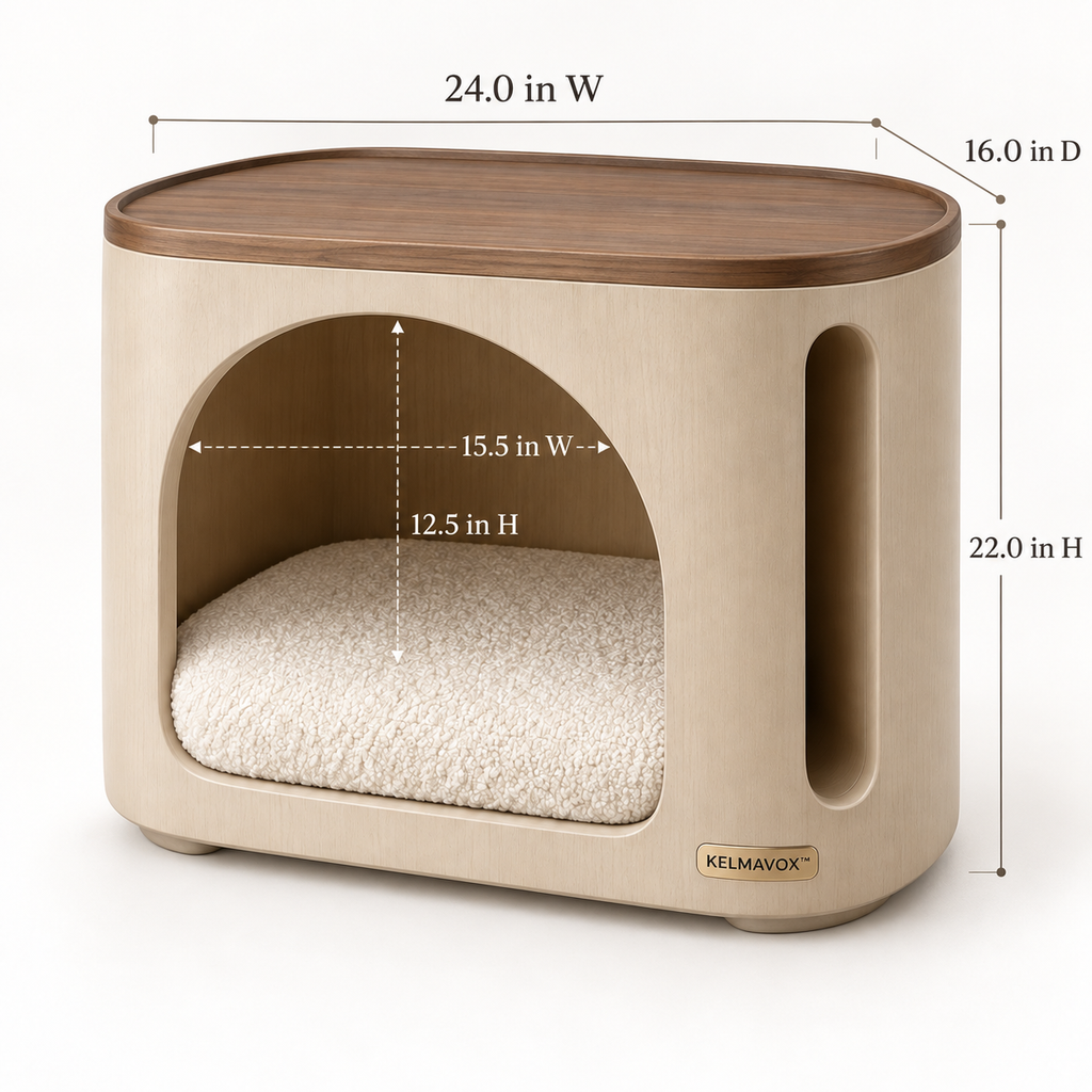 KELMAVOX™ HavenArc Pet Nook – 2-in-1 Pet Hideaway Side Table