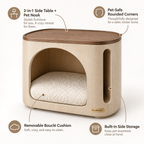 KELMAVOX™ HavenArc Pet Nook – 2-in-1 Pet Hideaway Side Table