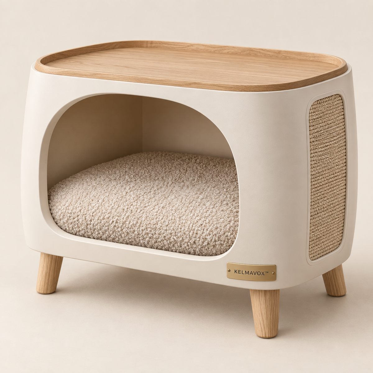 KELMAVOX™ NestArc Lounge — 2-in-1 Pet Lounge & Side Table