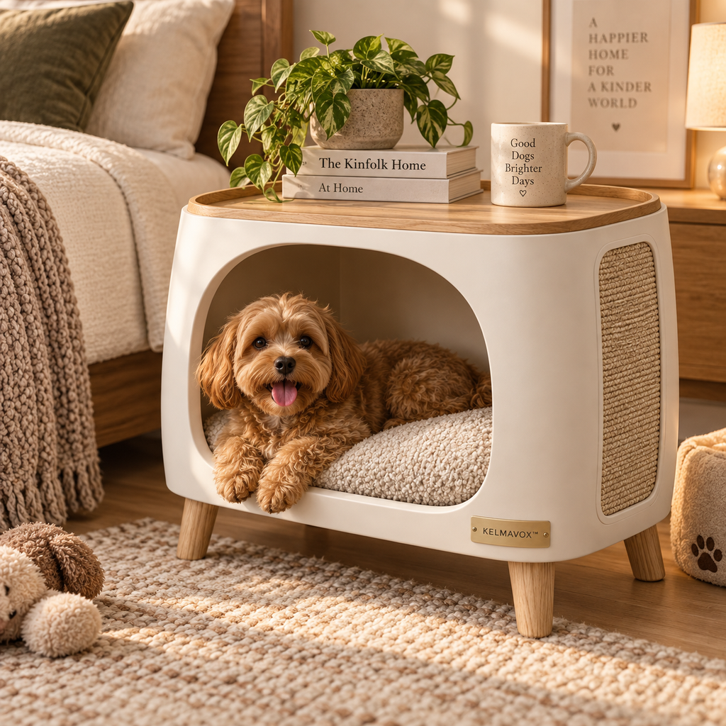 KELMAVOX™ NestArc Lounge — 2-in-1 Pet Lounge & Side Table
