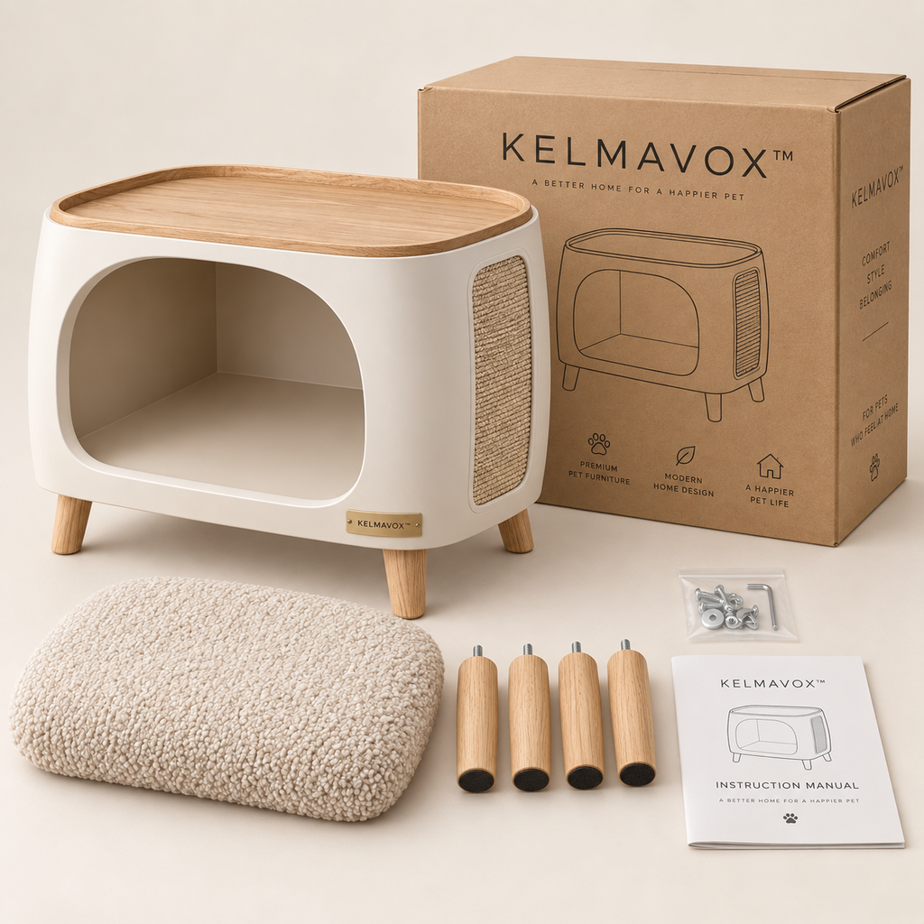 KELMAVOX™ NestArc Lounge — 2-in-1 Pet Lounge & Side Table