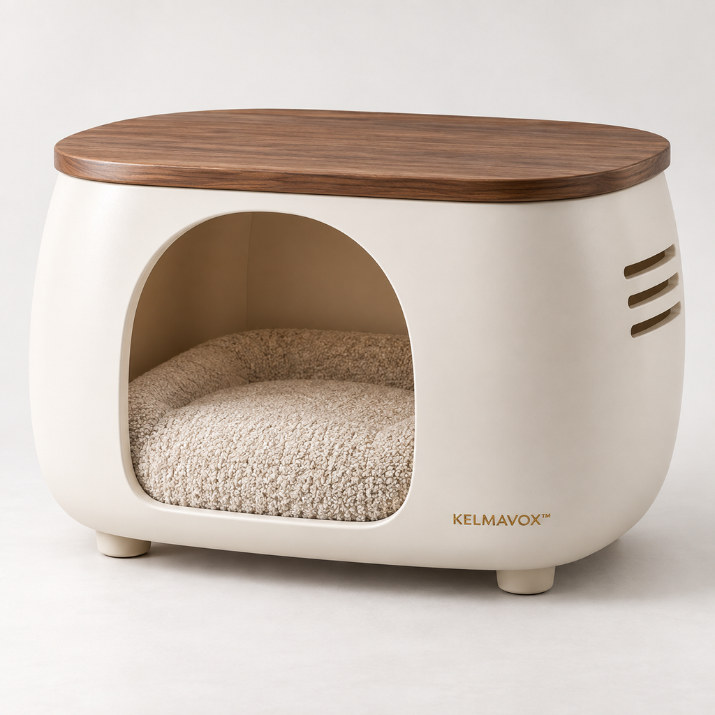 KELMAVOX™ HaloHaven Pet Side Table  2-in-1 Modern Pet Hideaway & Side Table for Cats and Small Dogs