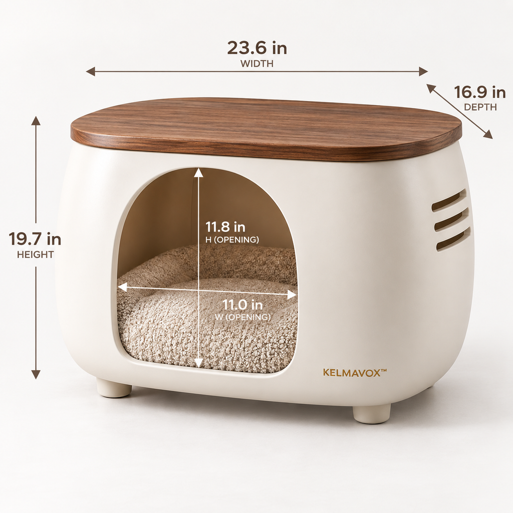 KELMAVOX™ HaloHaven Pet Side Table  2-in-1 Modern Pet Hideaway & Side Table for Cats and Small Dogs