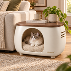 KELMAVOX™ HaloHaven Pet Side Table  2-in-1 Modern Pet Hideaway & Side Table for Cats and Small Dogs