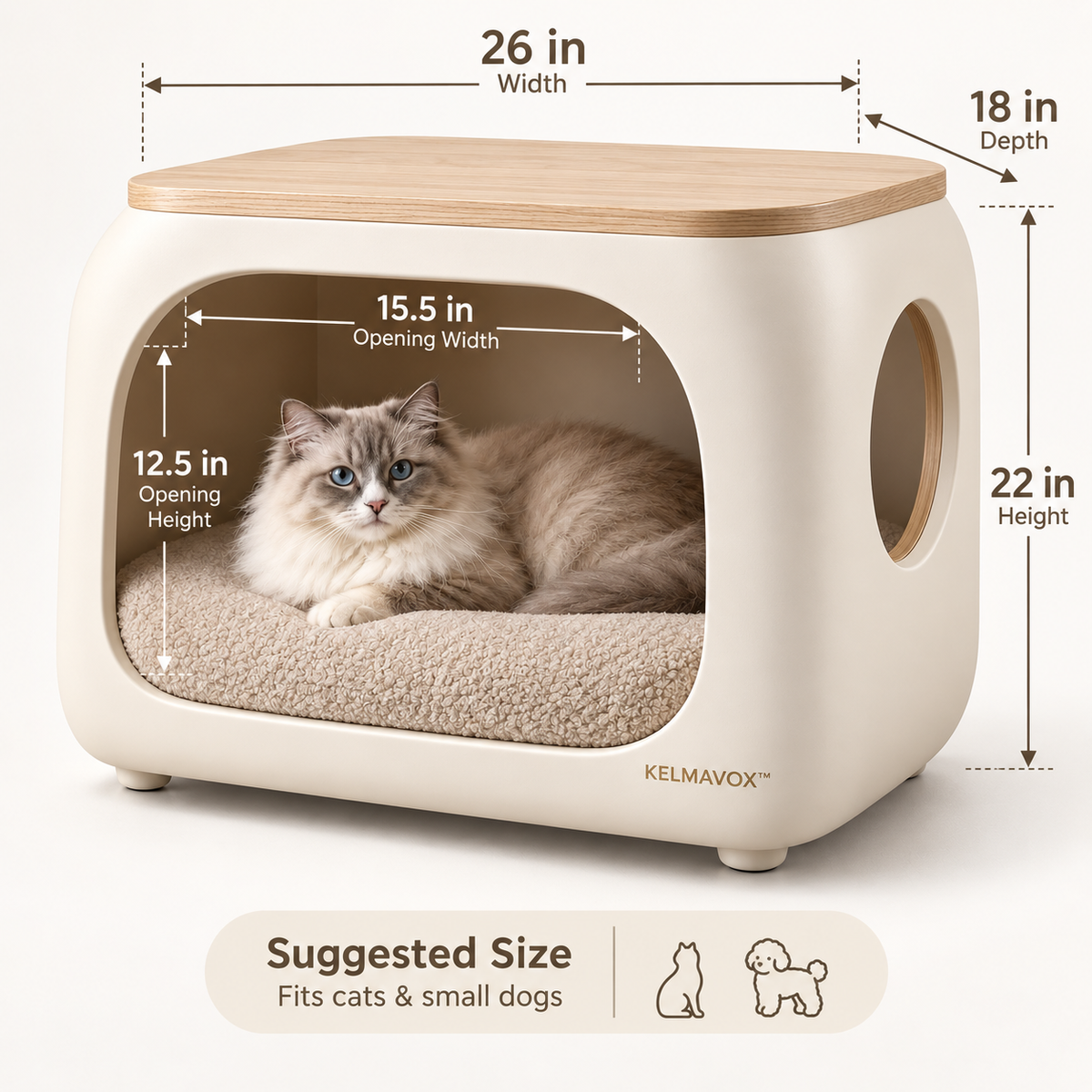 KELMAVOX™ HavenNest Pet Lounge Side Table  Modern 2-in-1 Pet House & Side Table for Cats and Small Dogs