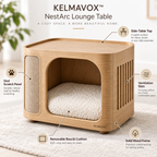 KELMAVOX™ NestArc Lounge Table  Modern 2-in-1 Pet Hideaway & Side Table with Sisal Scratch Panel