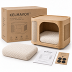 KELMAVOX™ NestArc Lounge Table  Modern 2-in-1 Pet Hideaway & Side Table with Sisal Scratch Panel